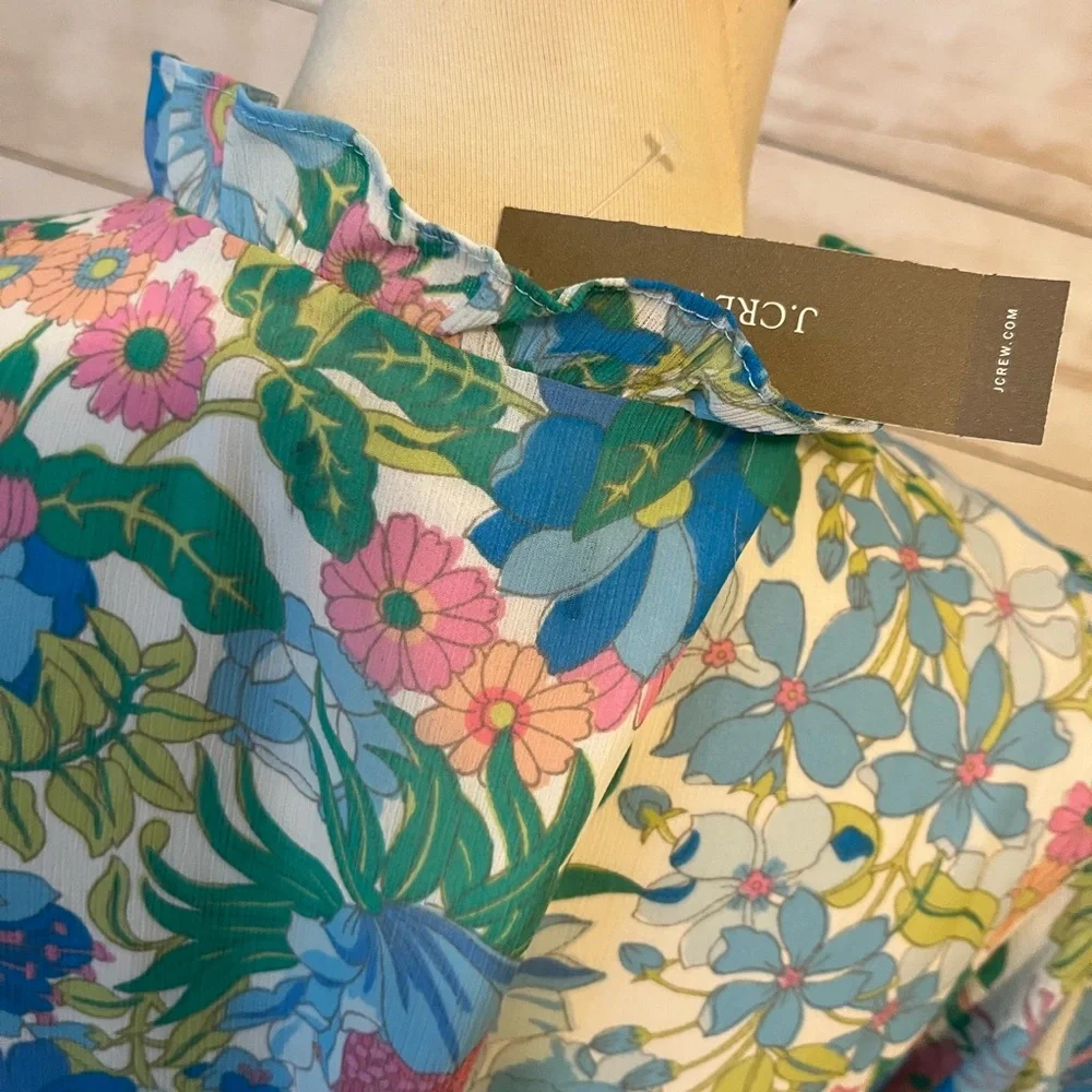 NWT J.Crew size S smocked ruffle midi dress in fairy floral